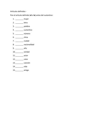 Artículos definidos 