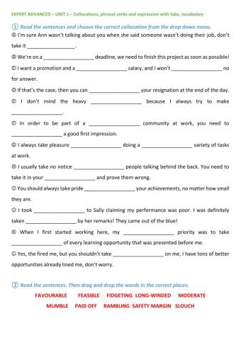 Unit 1 - Collocations, Phrasal Verbs, and Vocabulary