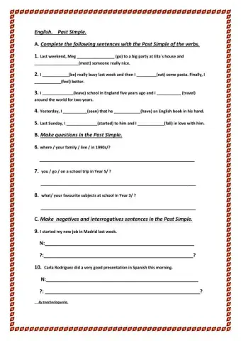 Past Simple All form. Regular and Irregular Verbs