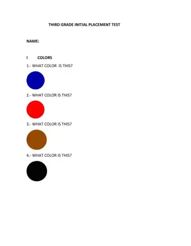 THIRD GRADE INITIAL PLACEMENT TEST