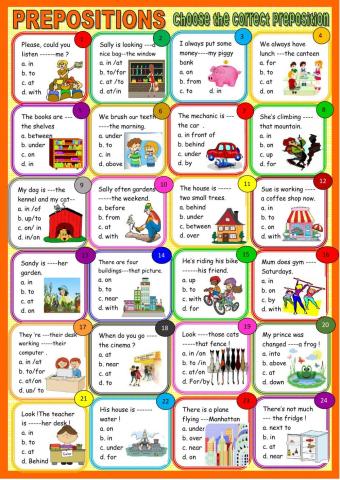 prepositions- multiple choice