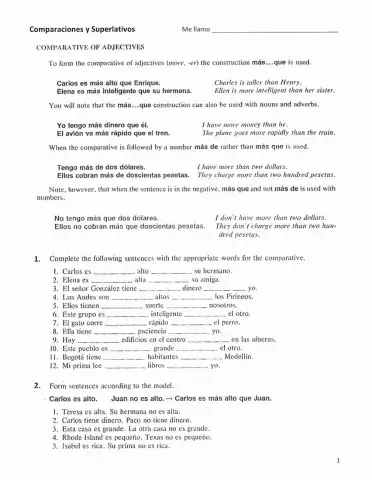 Comparaciones y Superlativos