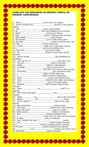 Present Simple- Present continuous