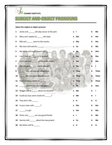 Subject and Object pronouns