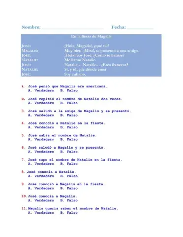 En la fiesta de Magalis 1 - Lenguaje Indirecto - Pasado 