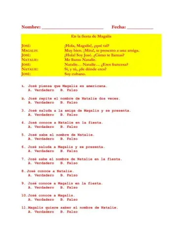 En la fiesta de Magalis 1 - Lenguaje Indirecto - Presente