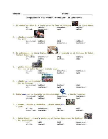 Conjugación del verbo -trabajar- en presente