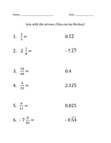 Fractions to decimals 1