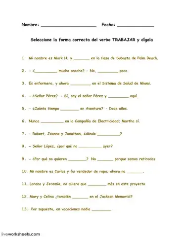 Conjugación del verbo TRABAJAR -Choose-Say