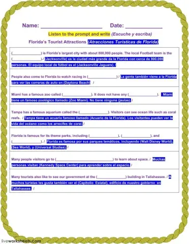 Florida’s Tourist Attractions - 1A