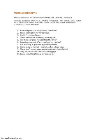 TRAVEL VOCABULARY 2