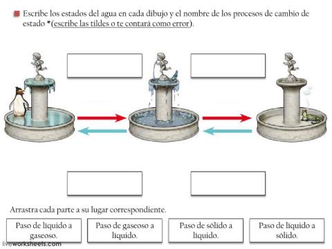 Cambios de estado, partes de un río y lugares con agua.