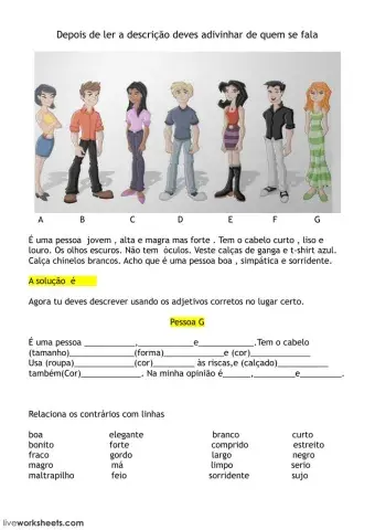 Expresão Compreensão - Descrever O corpo humano