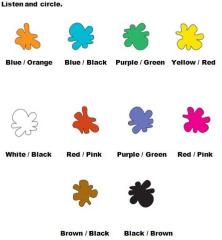 Colours. Listen and choose.