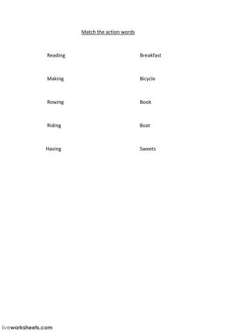 match the action words