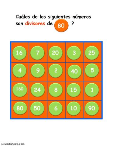 divisores de  80