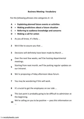 Business Meetings - phrases 2