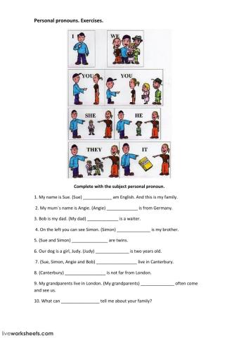 Personal subject pronouns