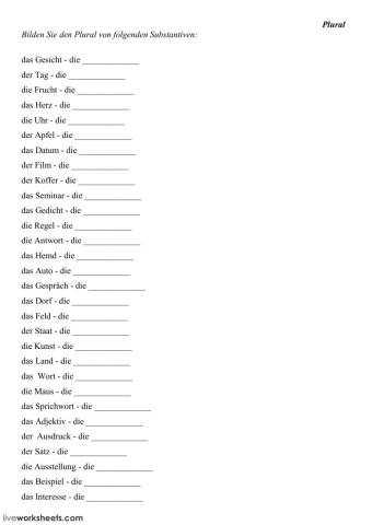 Pluralbildung der Substantive