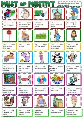 Must or mustn't - multiple choice