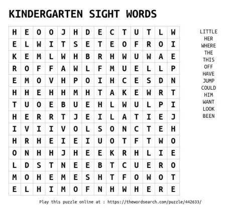 Kindergarten Sight Words