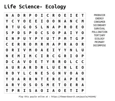 Ecology Word Search