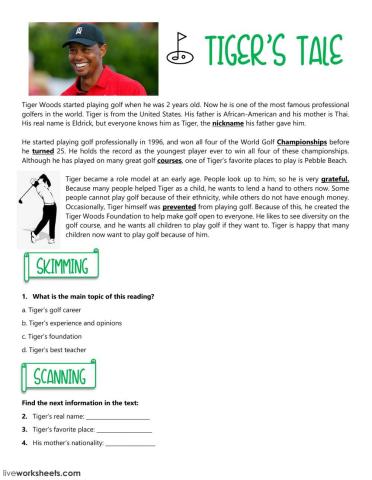 Reading: Tiger's tale