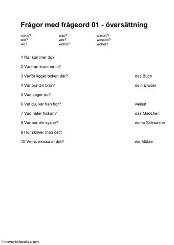 Deutsch Klasse 7, Fragewörter 01