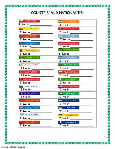 Countries and nationalities