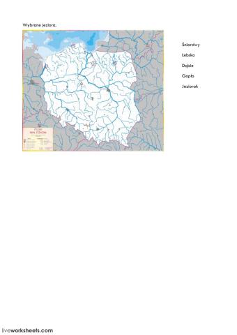 Mapa Polski - jeziora