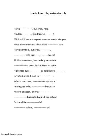 Hartu kontrola, aukeratu rola