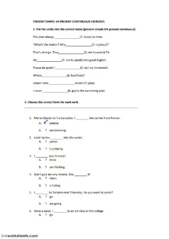 Presente Simple vs Presente continuo