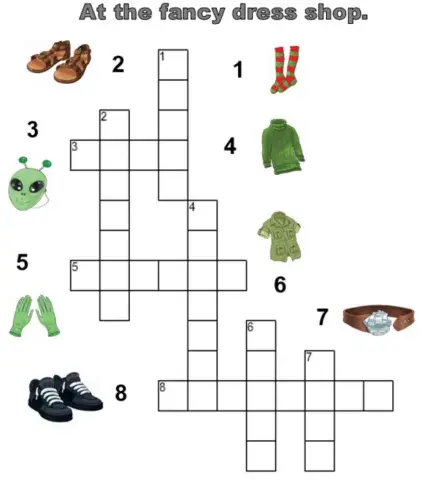 Clothes. Crossword.