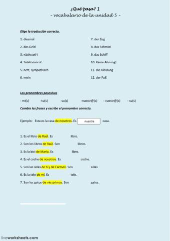 ¿Qué pasa? 1 unidad 5
