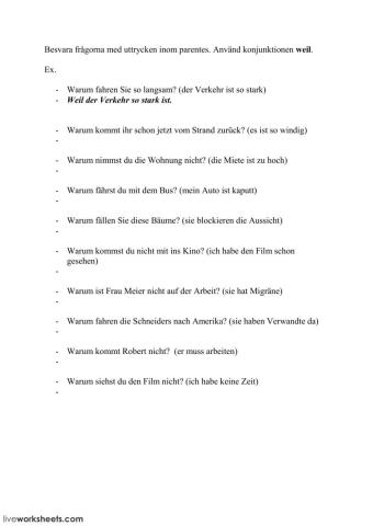 Konjunktion -weil- 1