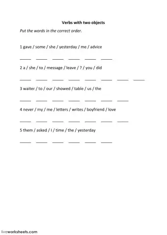 Verbs with 2 objects