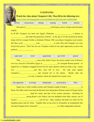 Cleopatra - video comprehension