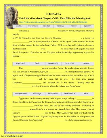 Cleopatra - video comprehension