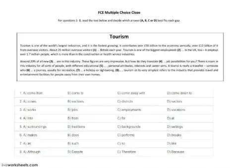 FCE Multiple Choice Cloze