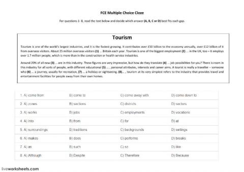 FCE Multiple Choice Cloze