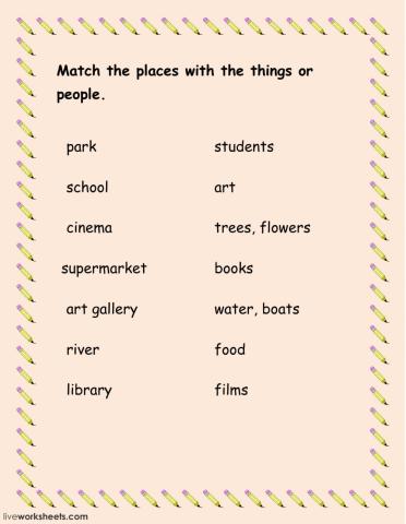 matching places, things or people