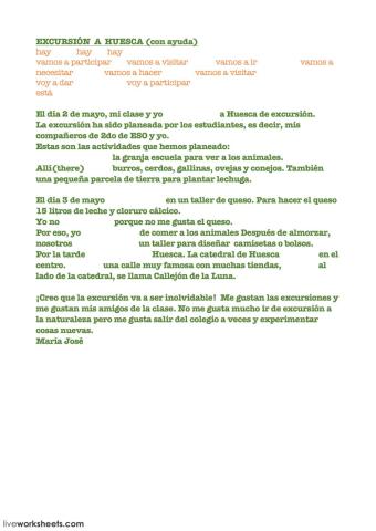 Excursión: futuro próximo y hay y está