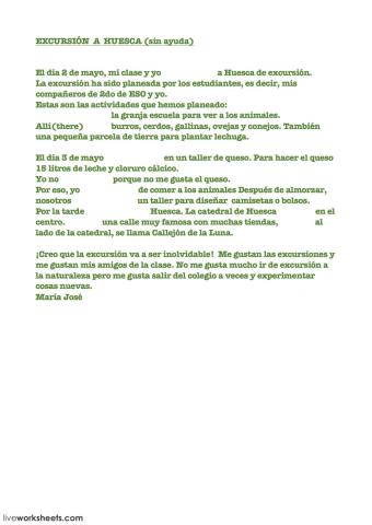 Excursión: práctica de futuro próximo SIN ayuda