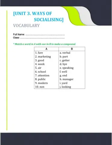 Unit 3. matching noun compound