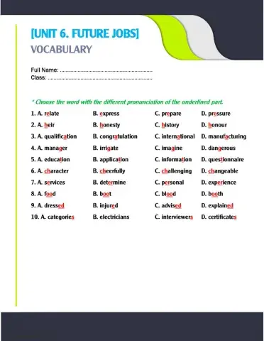 Unit 6. Pronunciation