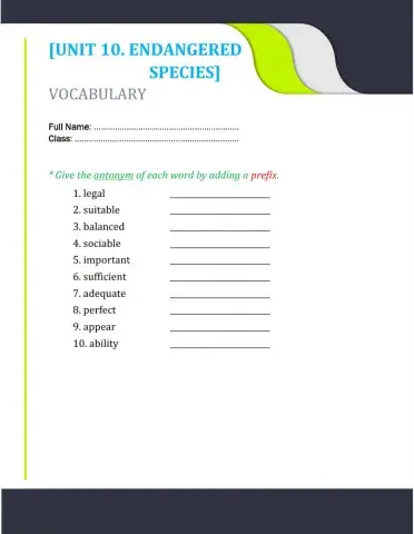 Unit 10. Antonym Prefix