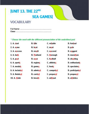 Unit 13. pronunciation