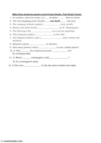 Passive Voice (present and past simple tenses)