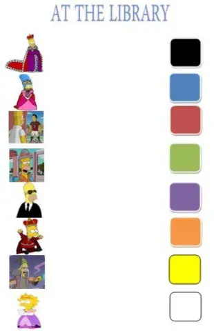 At the library. listen and match