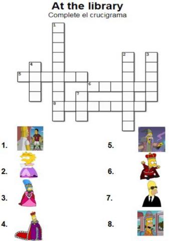 At the library. Crossword